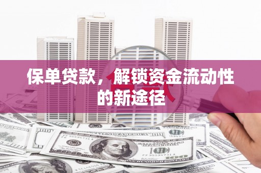 凤阳保单贷款，解锁资金流动性的新途径