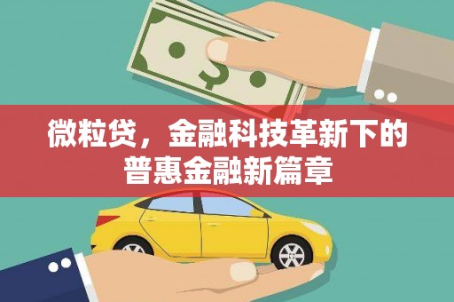 贺州微粒贷，金融科技革新下的普惠金融新篇章