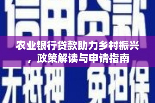 台西农业银行贷款助力乡村振兴，政策解读与申请指南